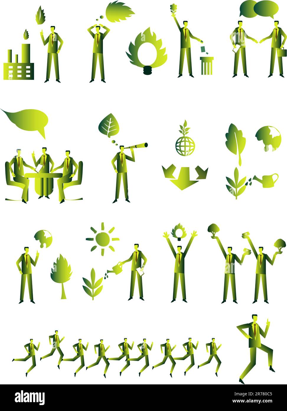 Ecology people group, business icons set Stock Vector