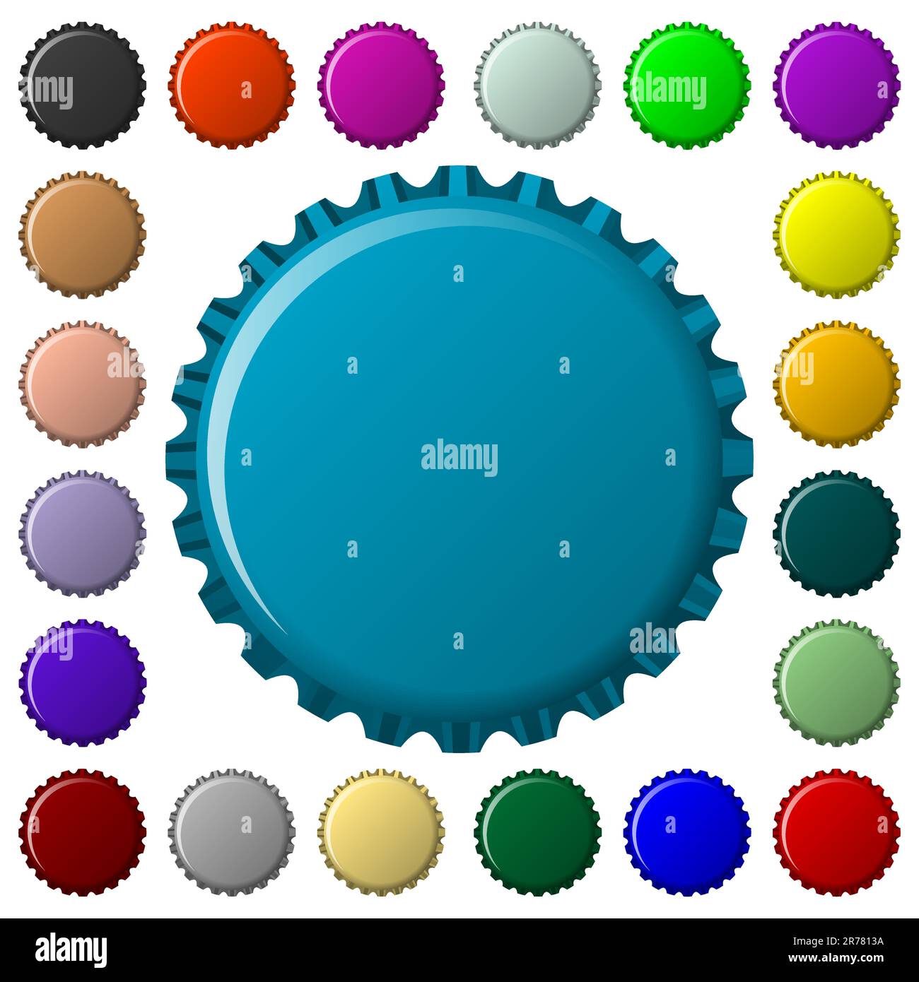 bottle caps in colors collection, abstract vector art illustration Stock Vector