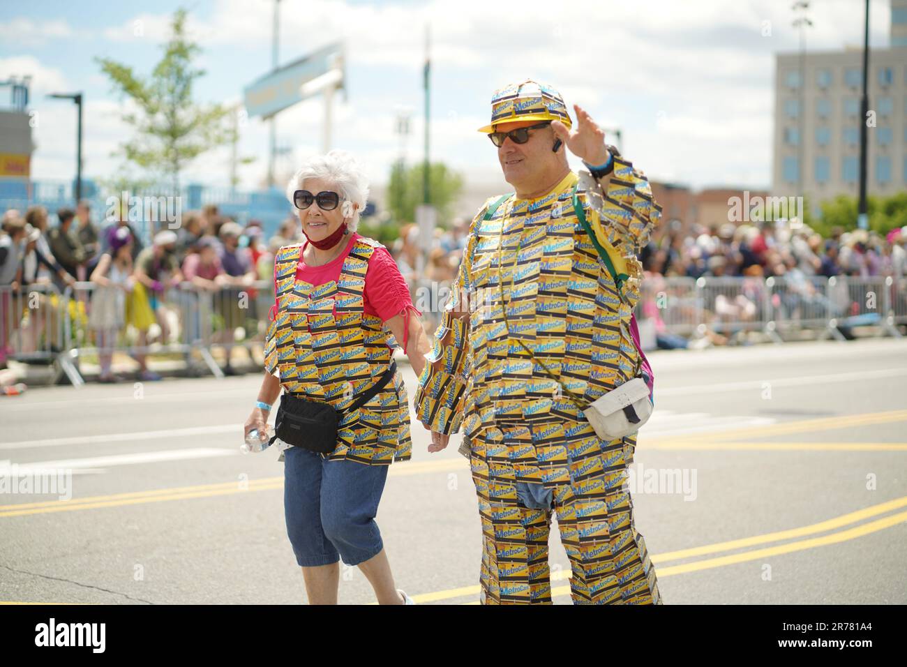 NEW YORK - JUNE 18, 2022: Participants marching during the 40th Annual Mermaid Parade at Coney Island, the largest parade in the nation and a celebrat Stock Photo