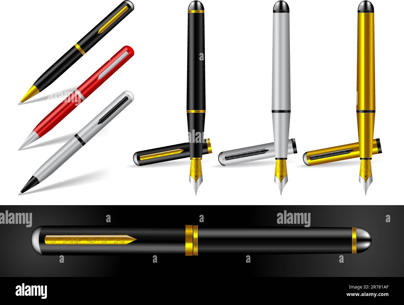 Fountain Pen and Ball Point Pen Vector Illustration Stock Vector