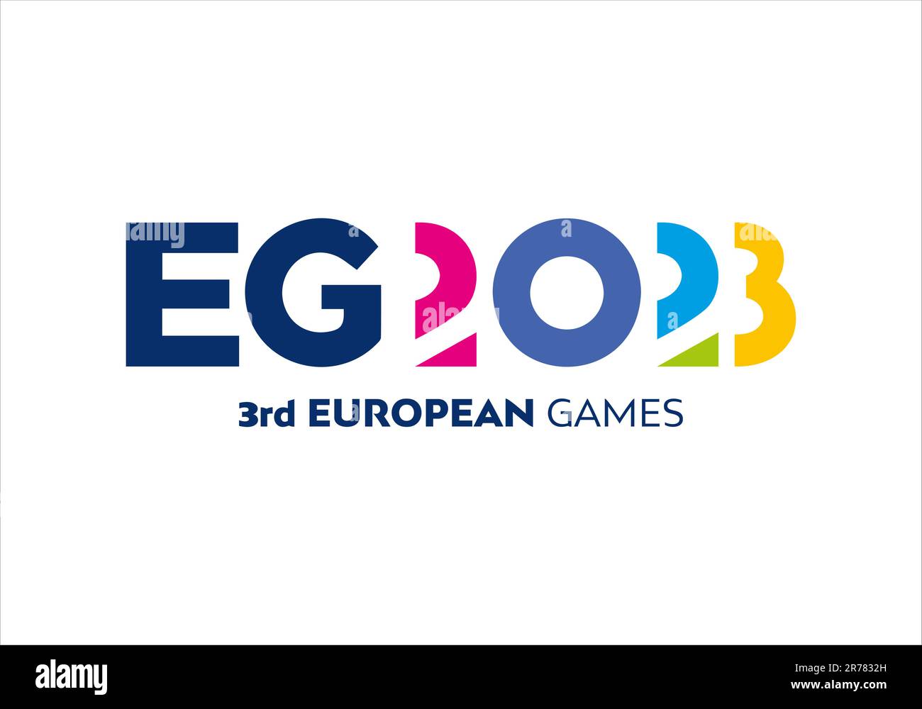 Kyiv, Ukraine - June 2023: Official logo of 3rd European Games. EG2023