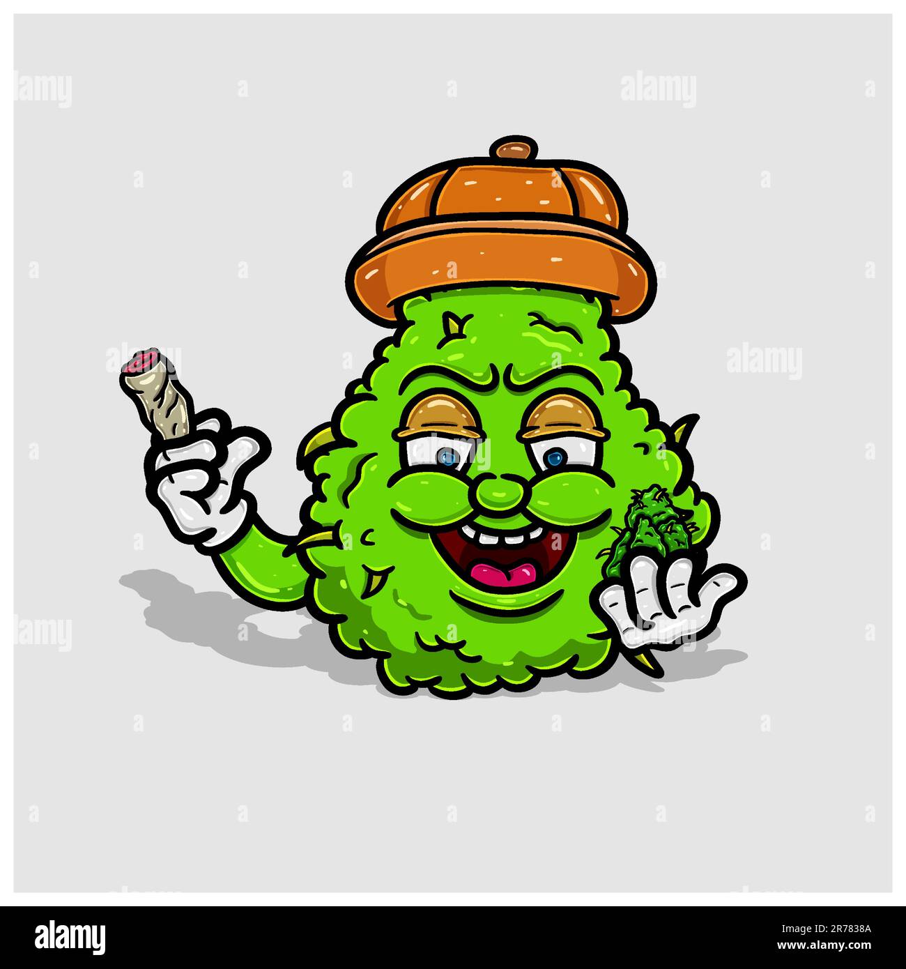 Weed Cartoon With Smoking, Wearing Swag Hat and Bring Bud. Vector and ...