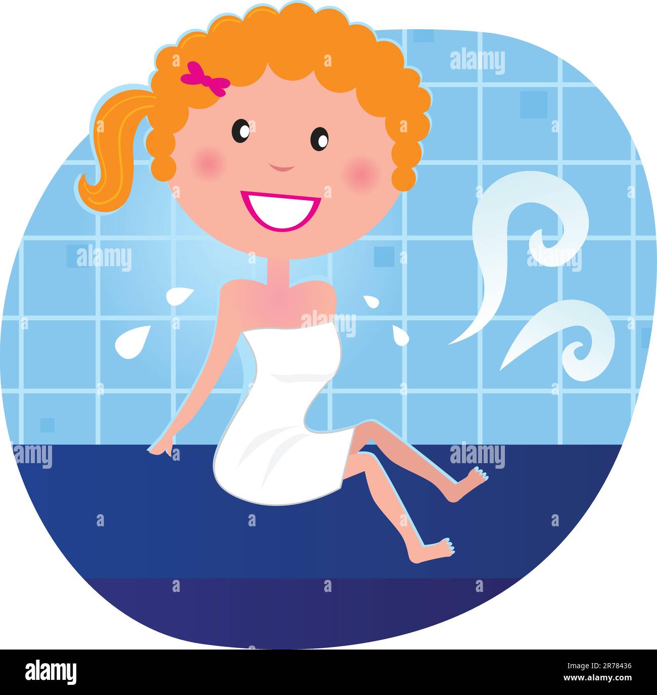 Woman in white towel spending Time in Sauna Stock Vector