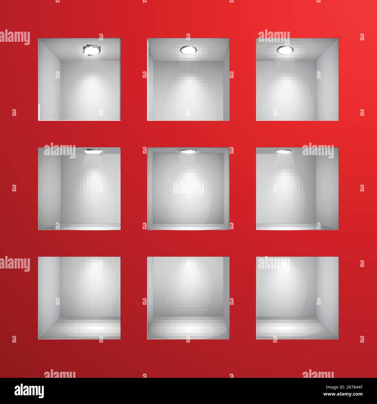 Empty red shelves red wall hi-res stock photography and images - Alamy