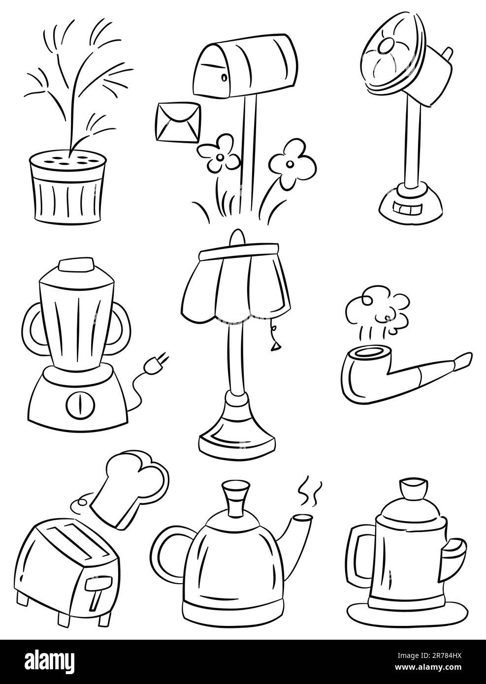 hand draw home appliances cartoon icon Stock Vector