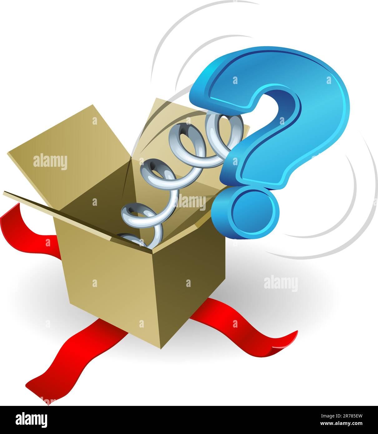 A question mark springing out of a box conceptual illustration. Stock Vector