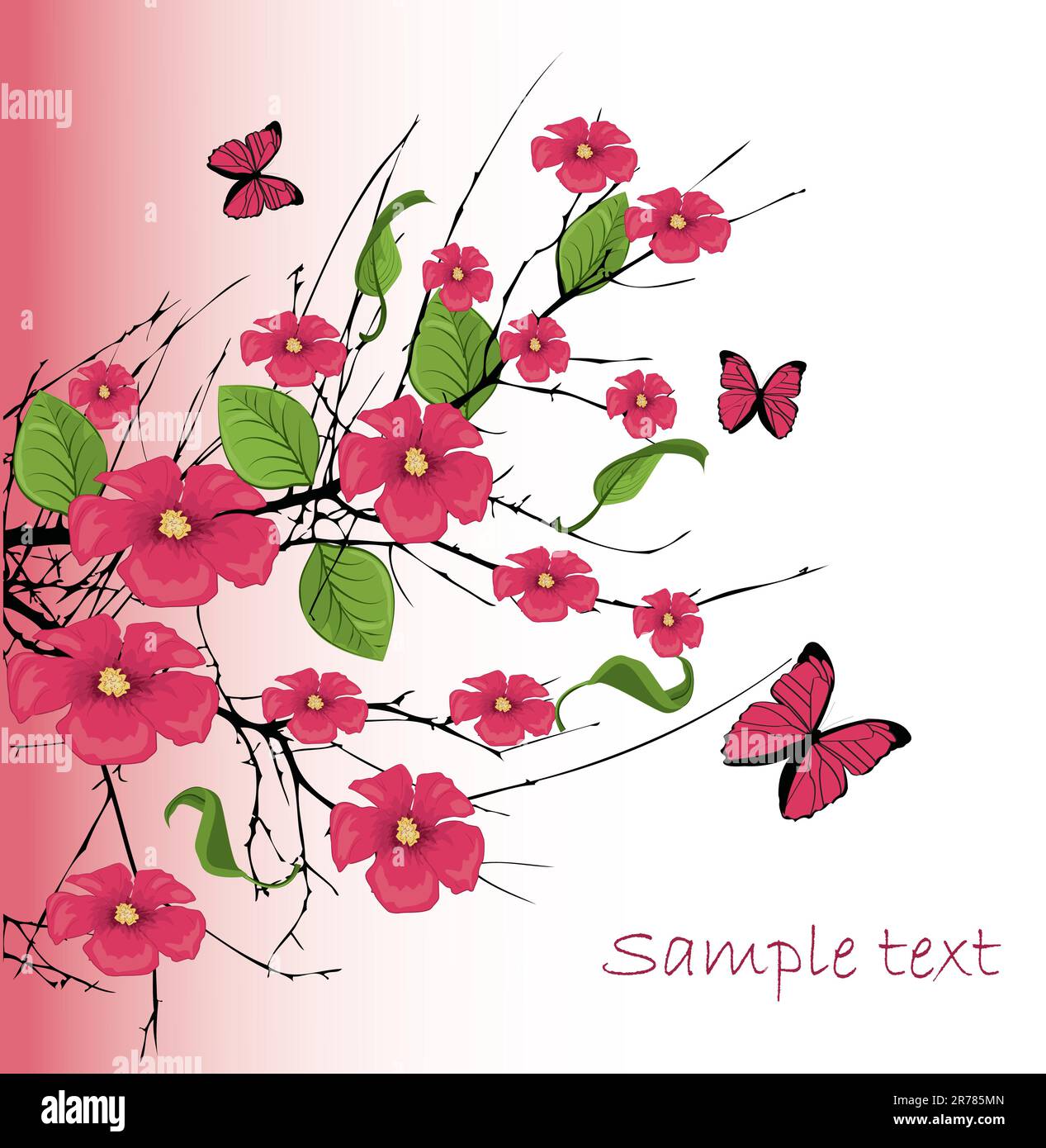 vector cherry blossom with butterfly Stock Vector Image & Art - Alamy