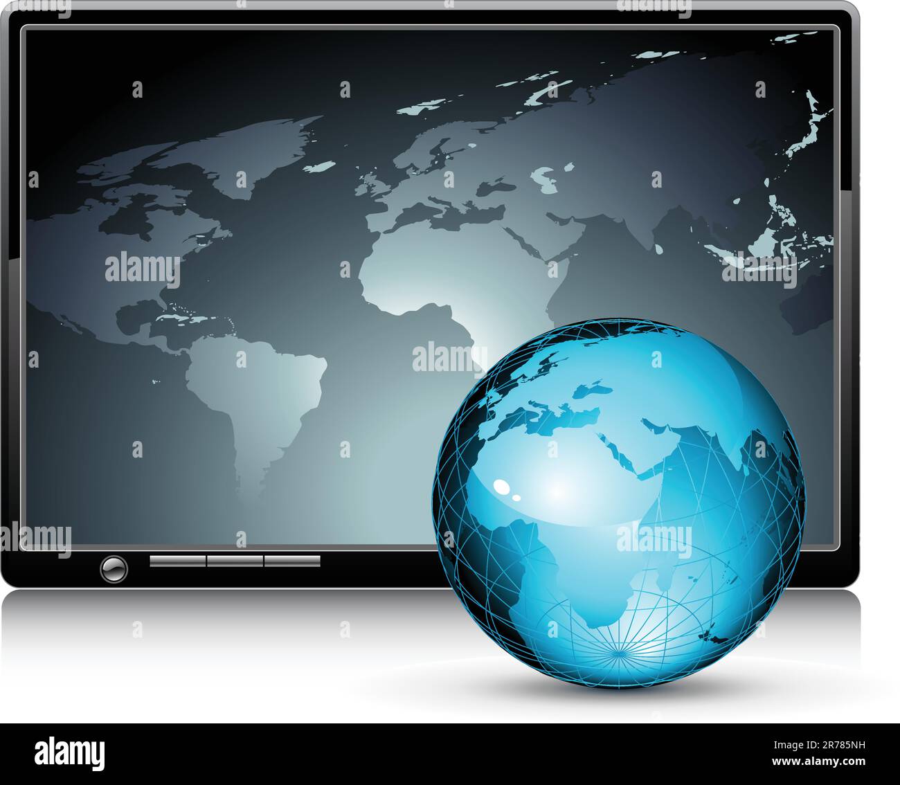 LCD panel with world background, this illustration may be useful as designer work Stock Vector