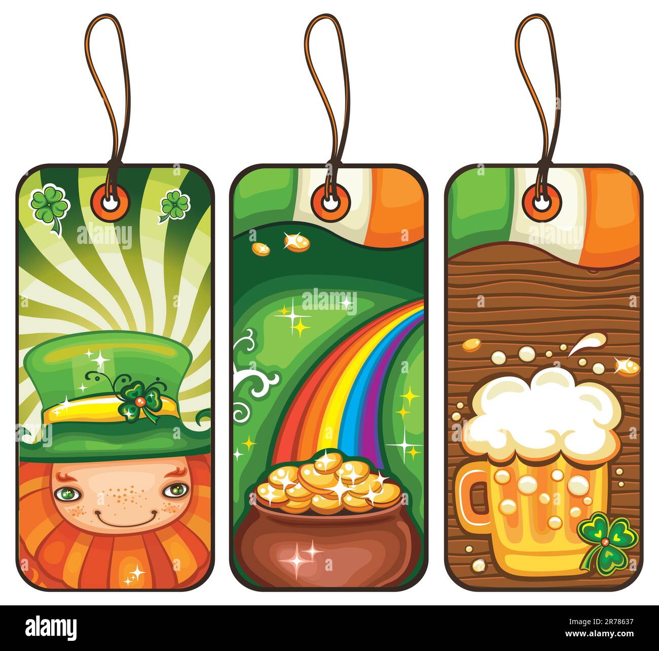 Price tags for the St. Patrick Day isolated on white background Stock