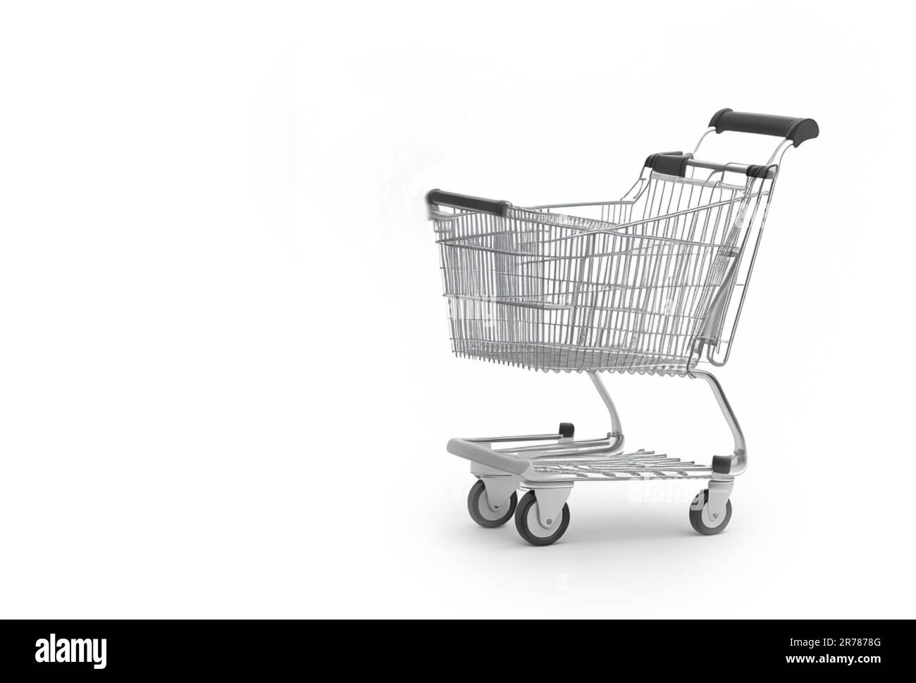 shopping cart empty at supermarket to buy something isolated on white