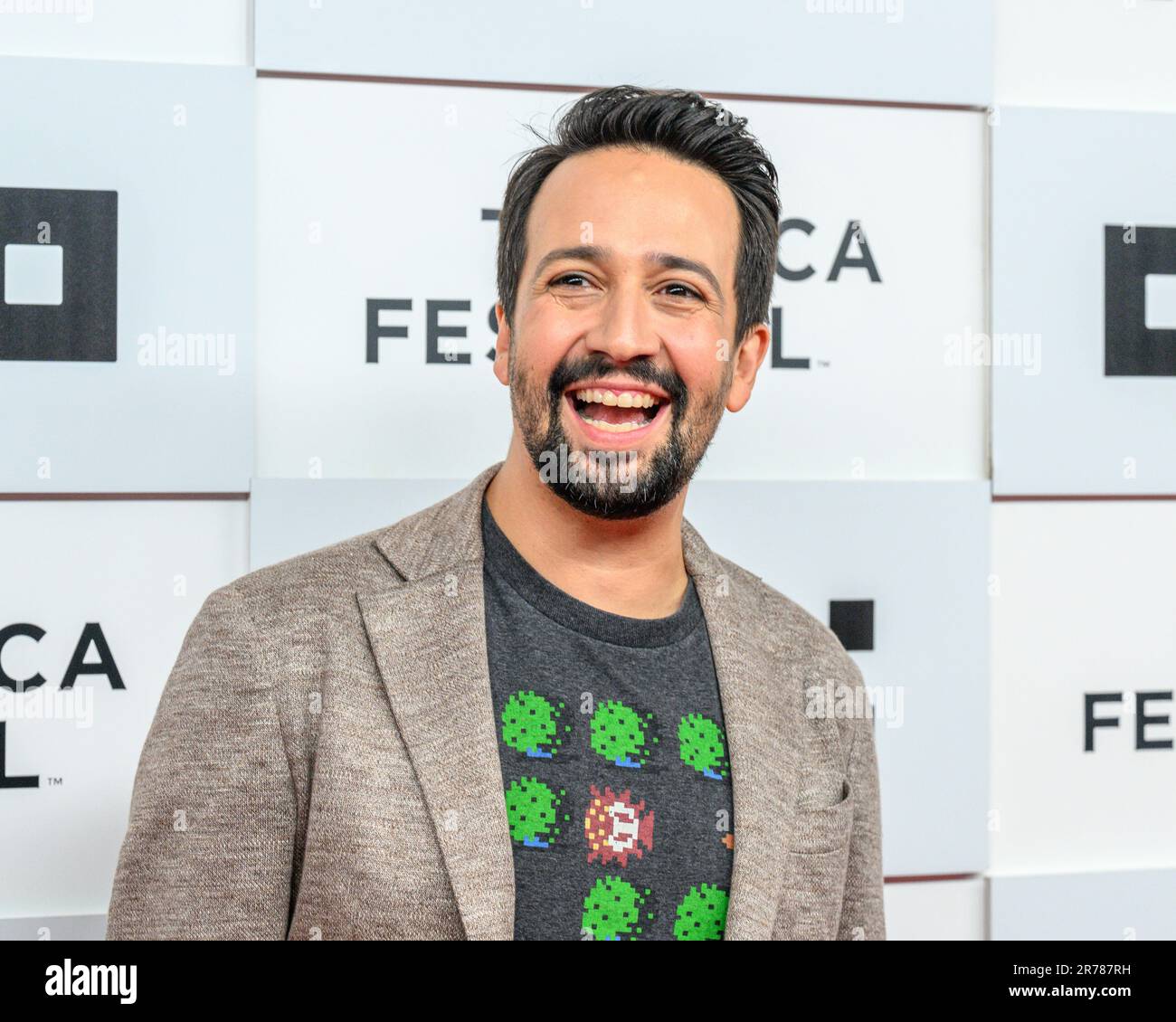 New York, USA. 13th June, 2023. American songwriter, actor, singer, filmmaker, and playwright Lin-Manuel Miranda arrives at the BMCC Theater for the Storytellers: Lin-Manuel Miranda event at the 2023 Tribeca Film Festival. Credit: Enrique Shore/Alamy Live News Stock Photo