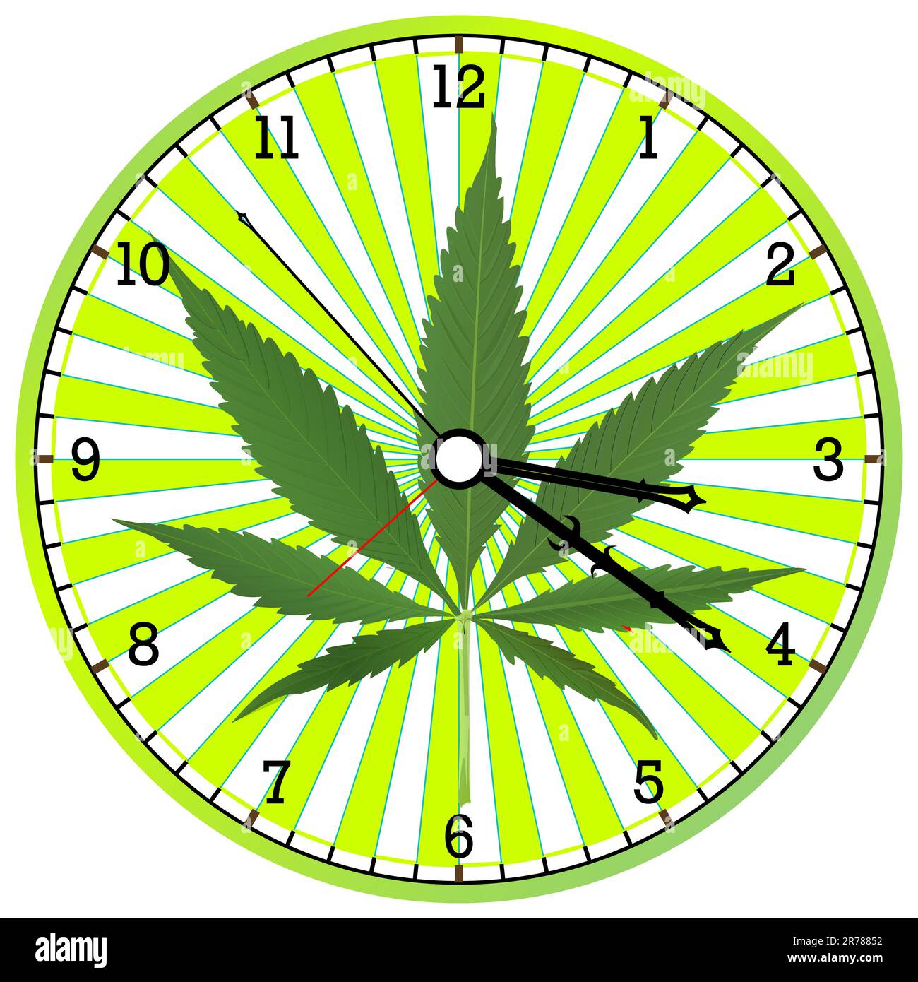 cannabis clock, abstract vector art illustration Stock Vector