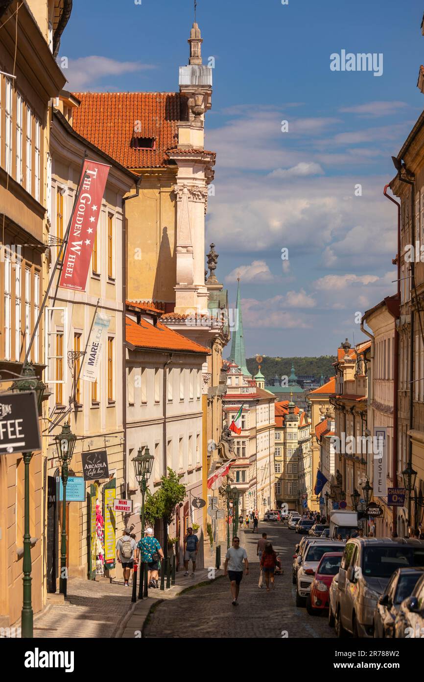 PRAGUE, CZECH REPUBLIC, EUROPE - Street scene near Nerudova Street. Stock Photo