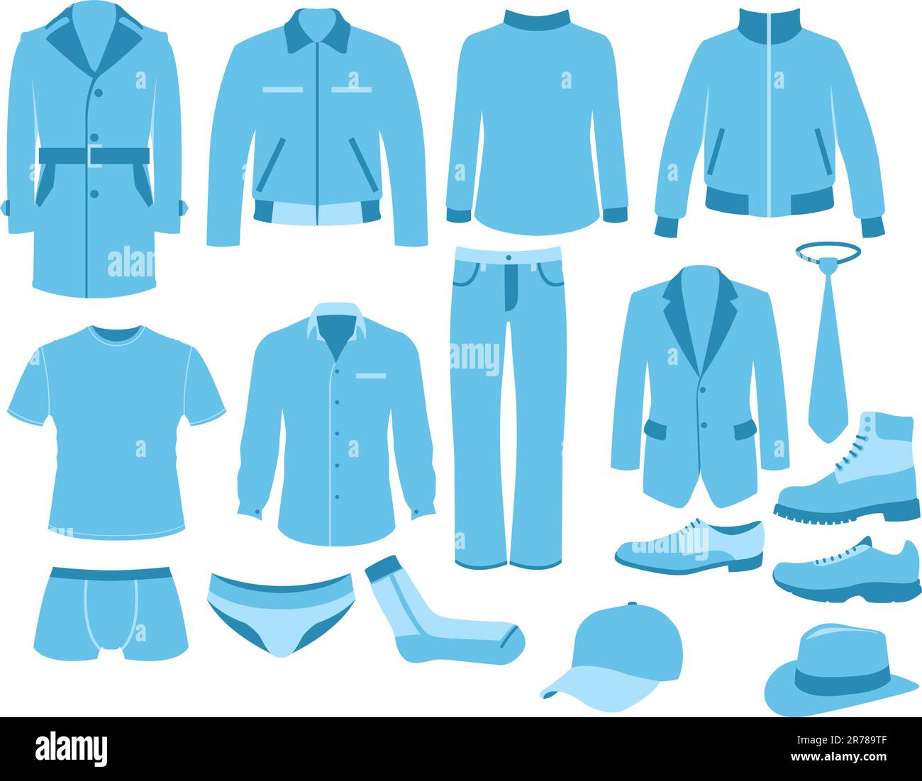 Simplistic man clothes set isolated on the white Stock Vector