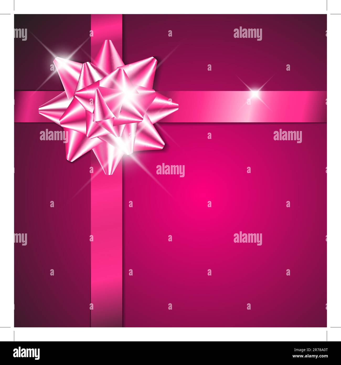 Purple  bow on a purple ribbon with purple background - vector Christmas card (no text) Stock Vector
