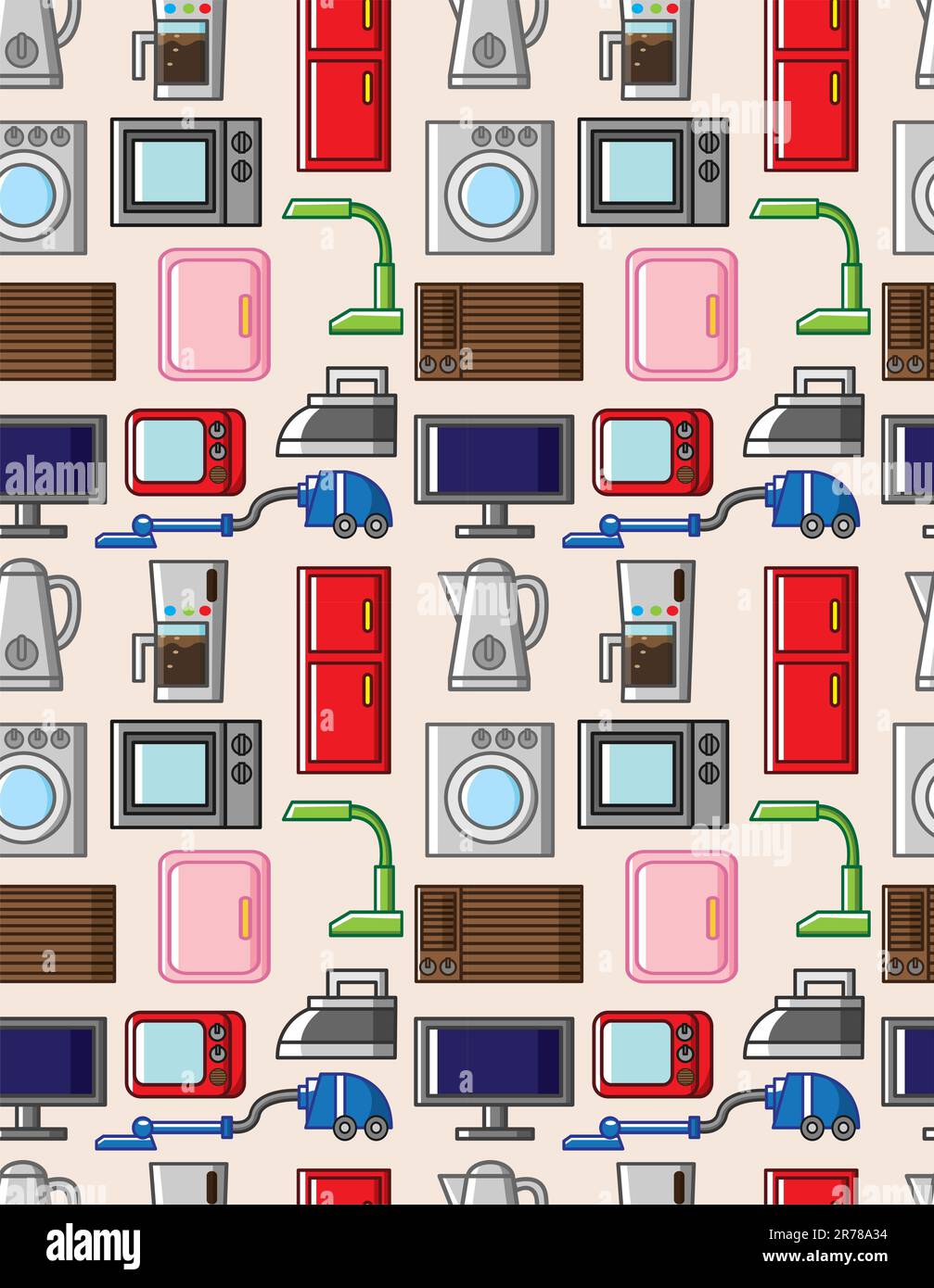 seamless home appliances pattern Stock Vector