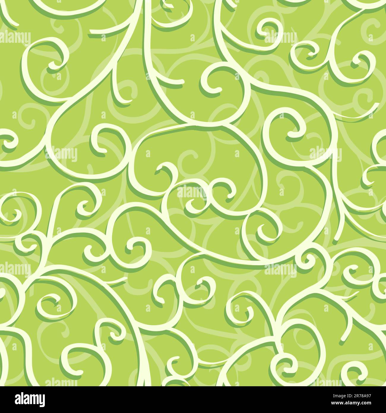 Seamless pattern with swirls over green background Stock Vector