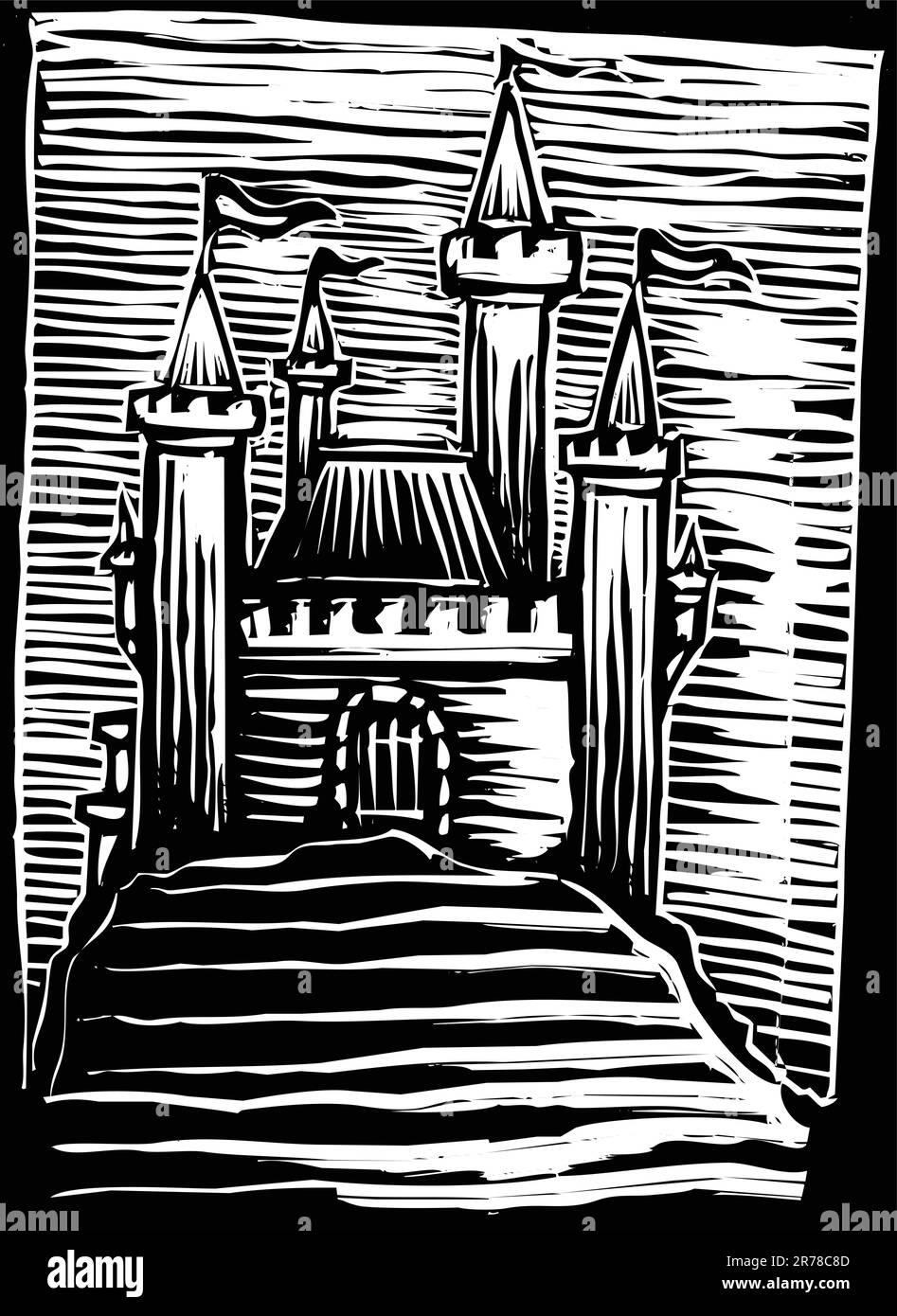 Castle on a hill Black and White Stock Photos & Images - Alamy