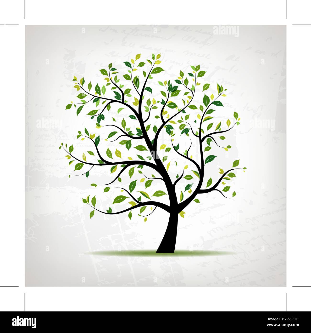 Spring tree green on grunge background for your design Stock Vector ...