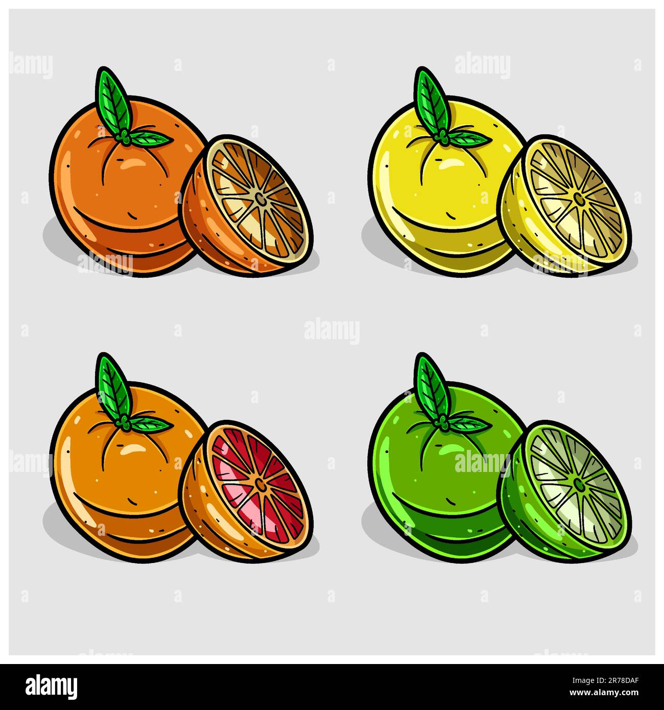Orange Cartoon With Four Color Different. Simple Effect. Vector and