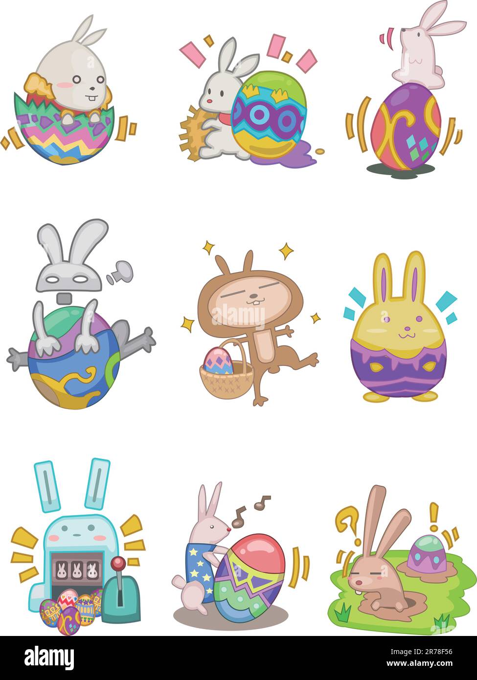 cartoon easter rabbit and egg icon Stock Vector Image & Art - Alamy