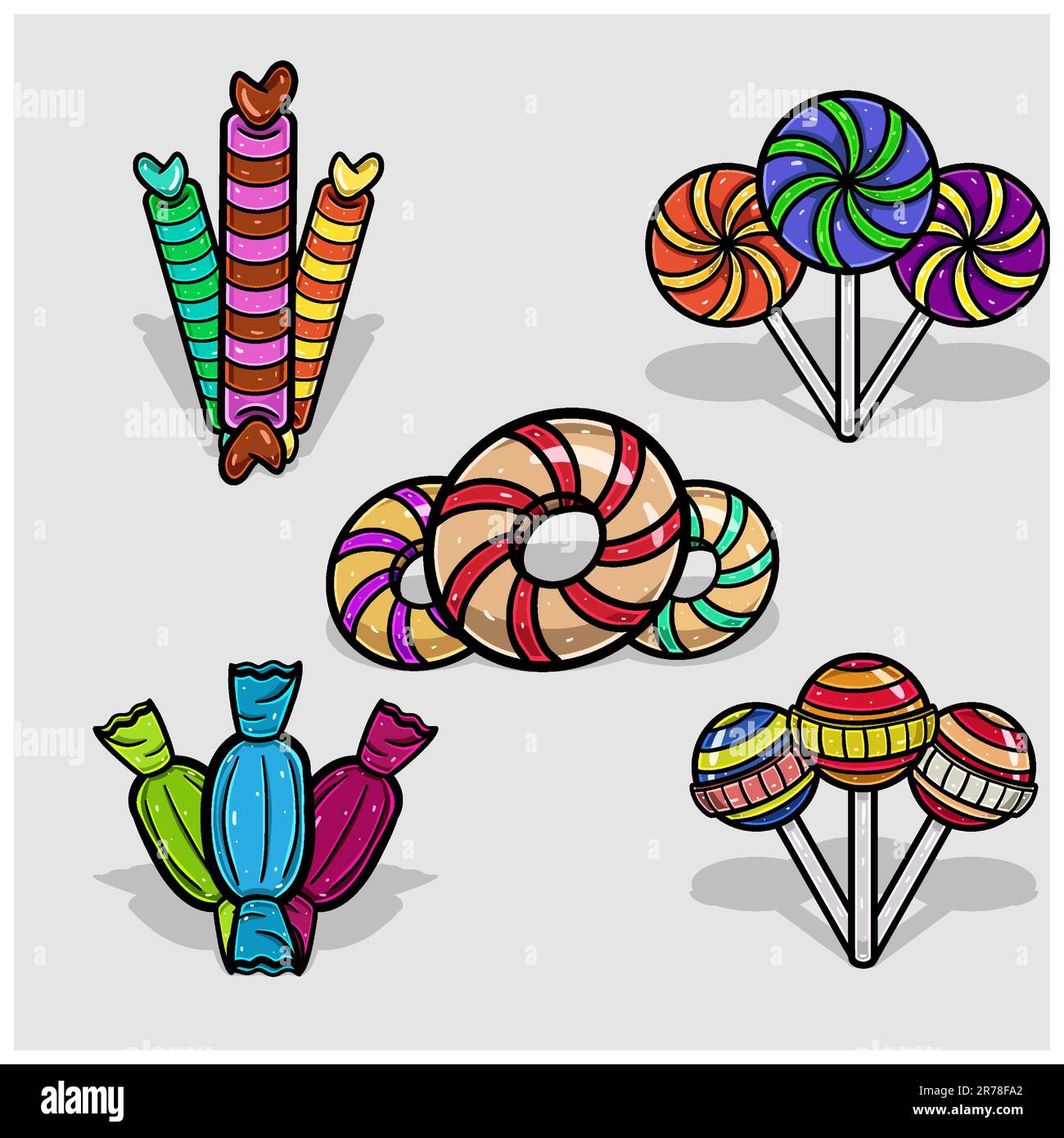 Candy's Cartoon With Colorful. Simple Effect. Vector and Illustration. Stock Vector