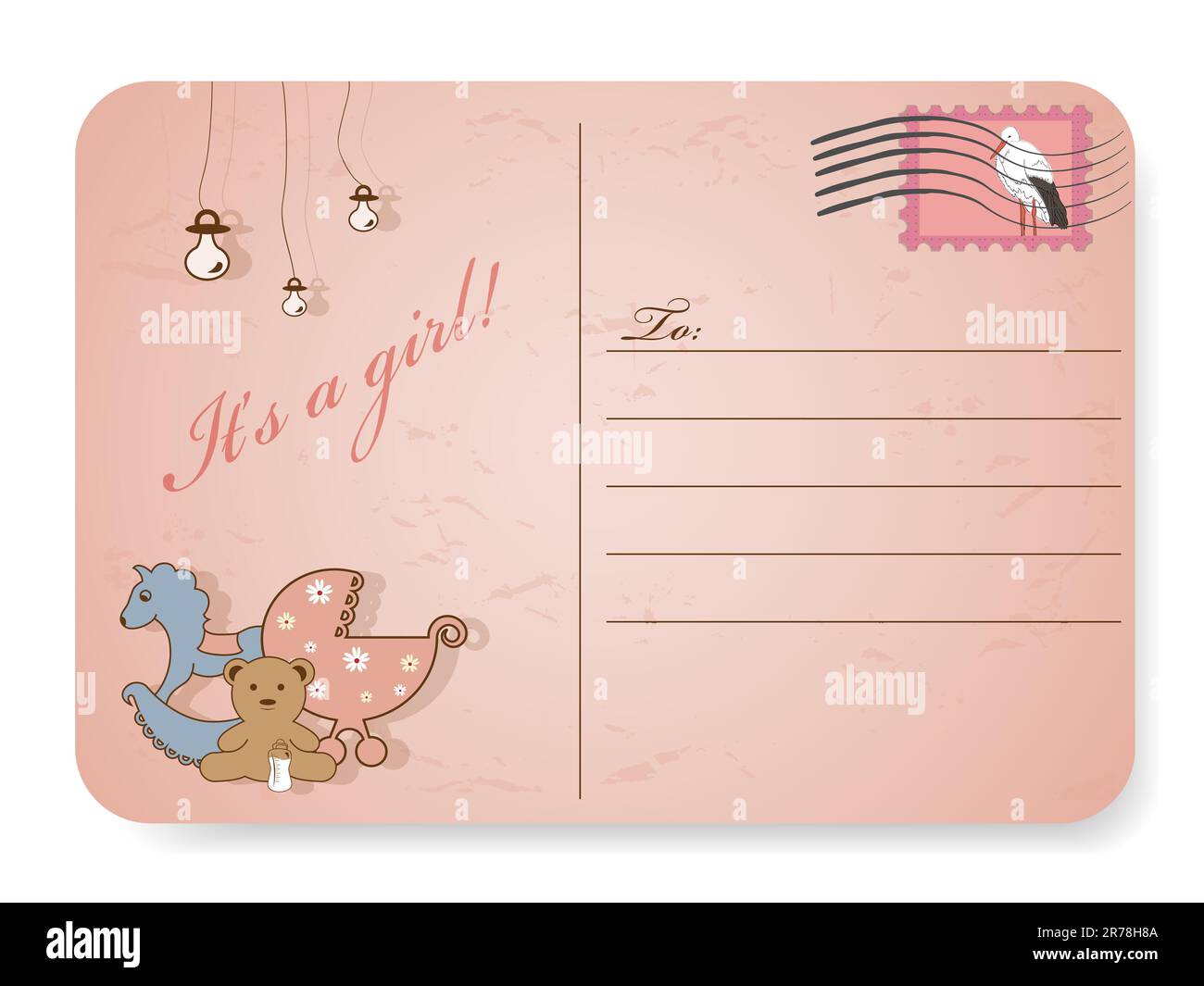 Vector stamp for baby girl with stork Stock Vector Image & Art - Alamy