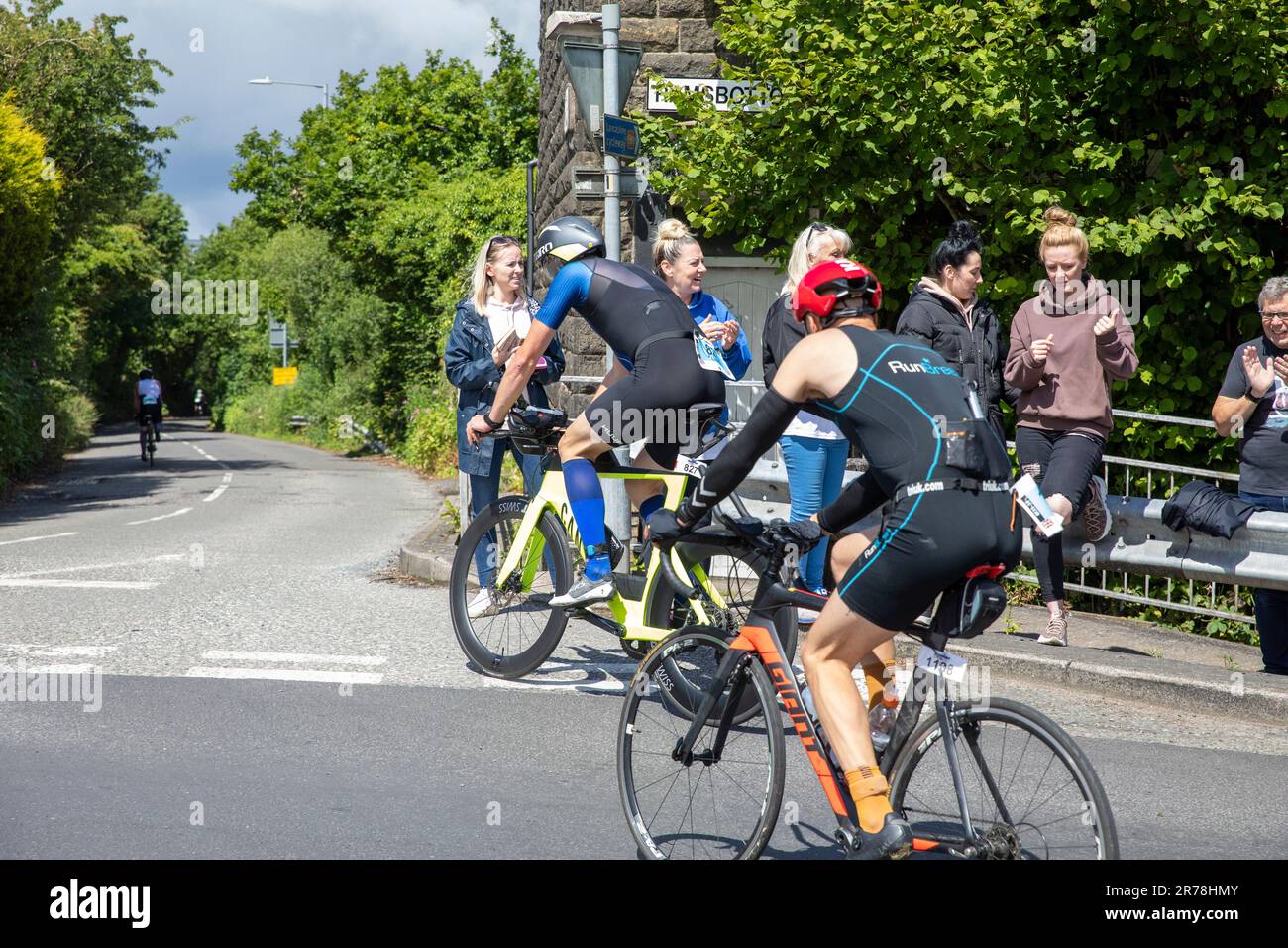 Ironman UK, Ironman cycle race event two men riding their bikes, Bolton
