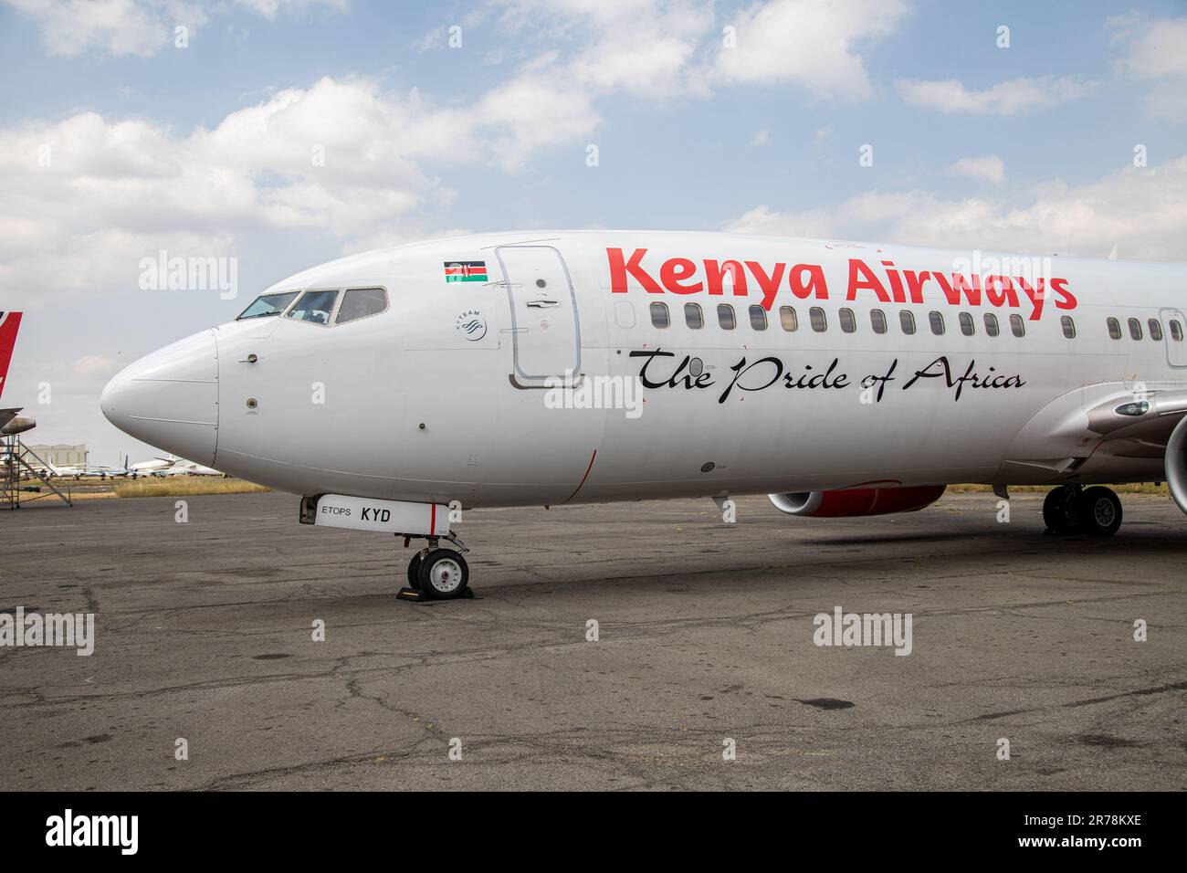 Nairobi, Kenya. 13th June, 2023. The Kenya Airway plane seen parked at
