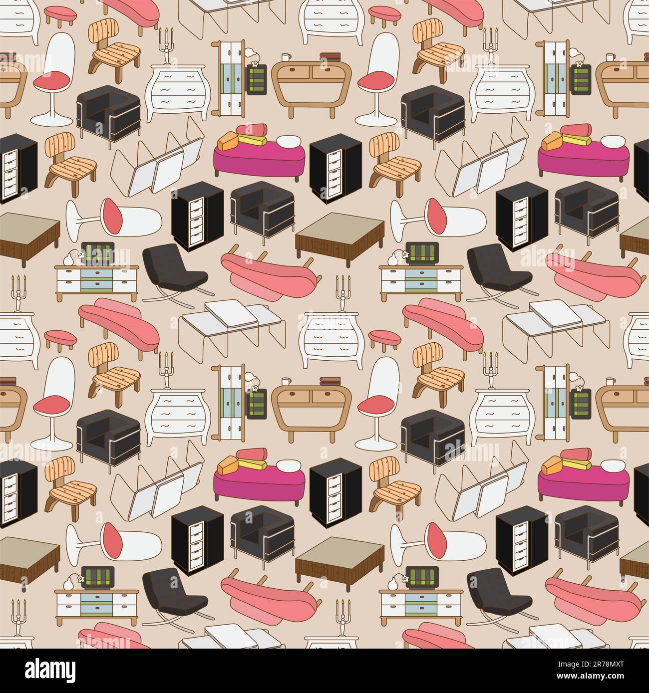 seamless furniture pattern Stock Vector