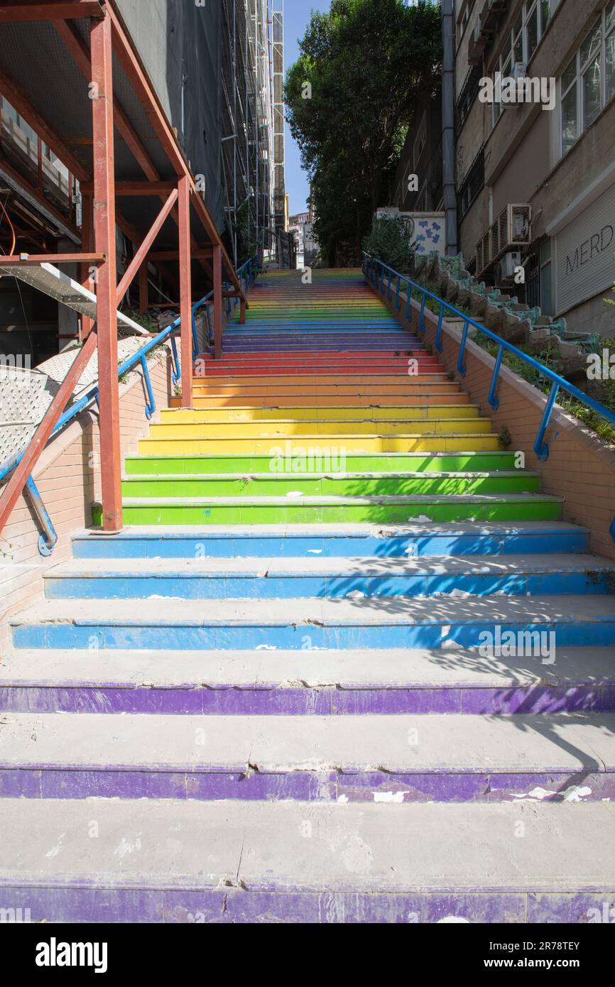 Rainbow stairs istanbul hi-res stock photography and images - Alamy