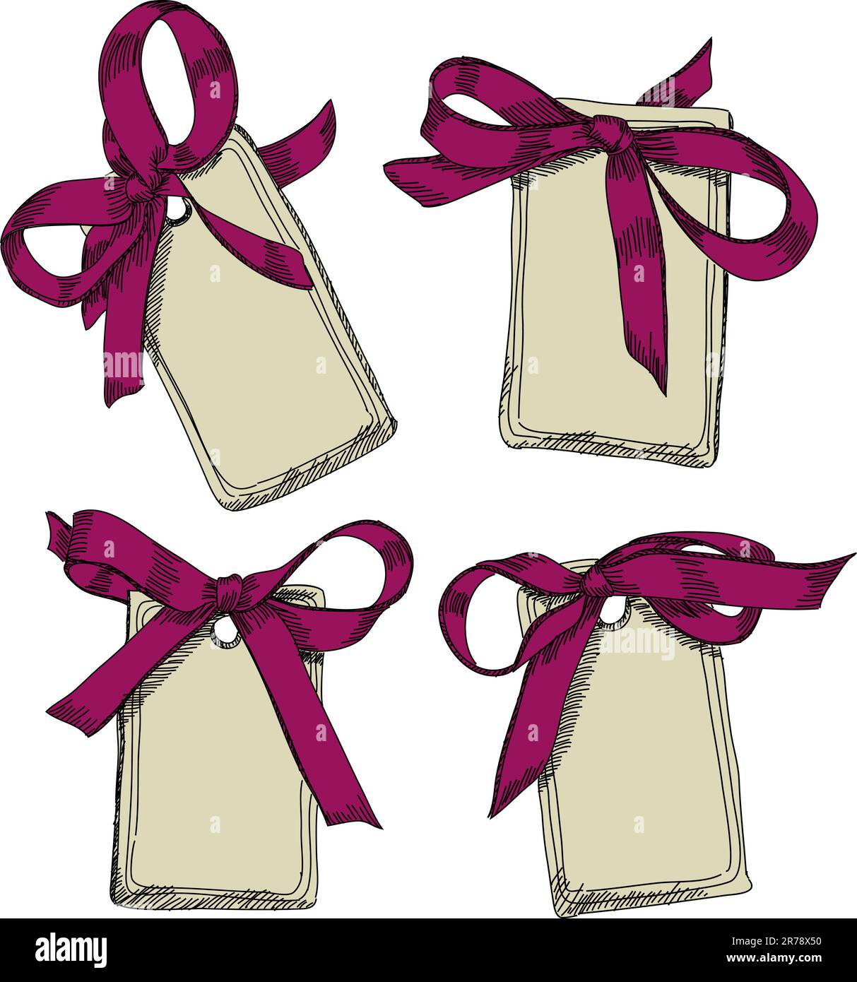 tags with bow, this illustration may be useful as designer work Stock Vector
