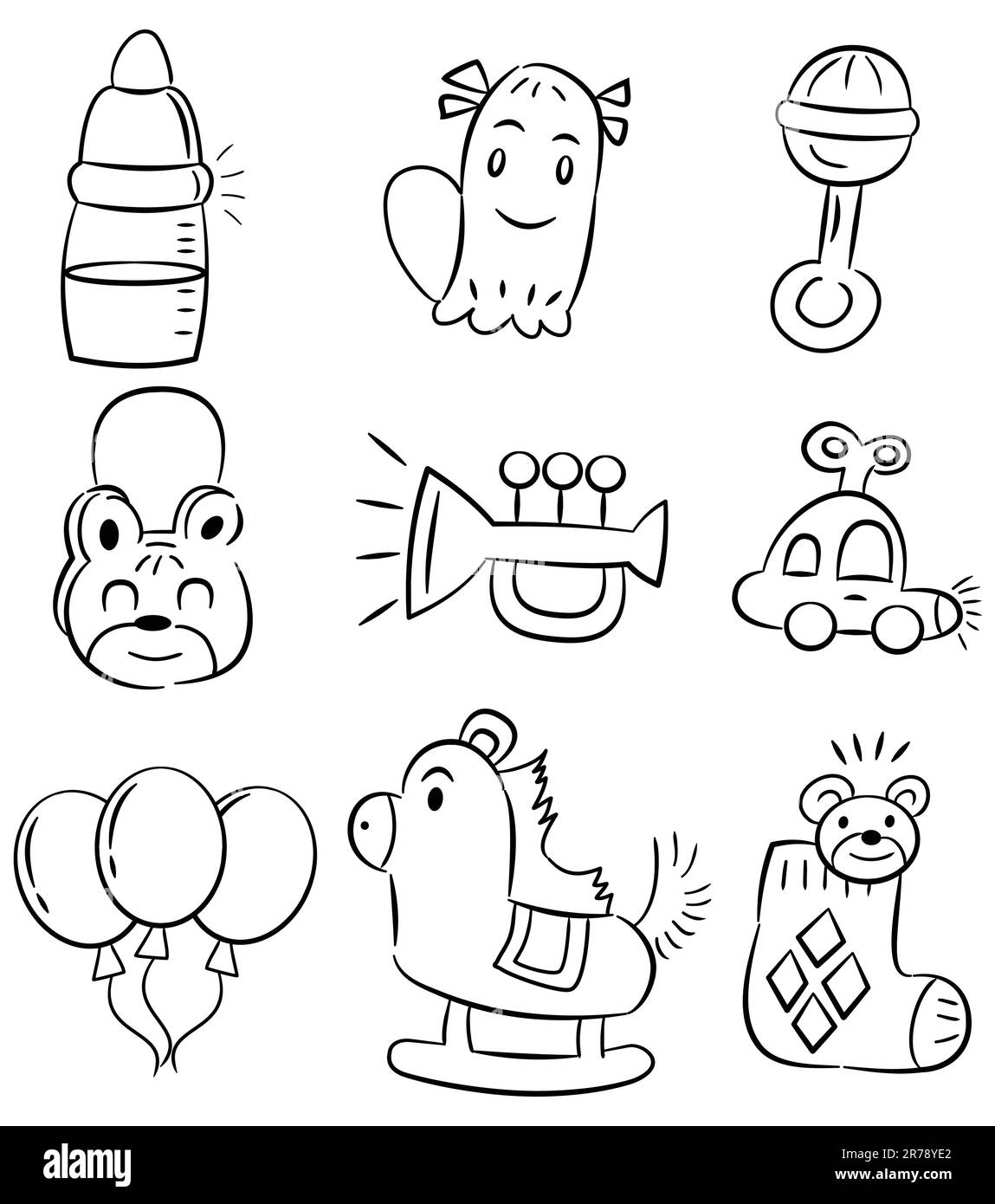 hand draw cartoon baby toy icon Stock Vector