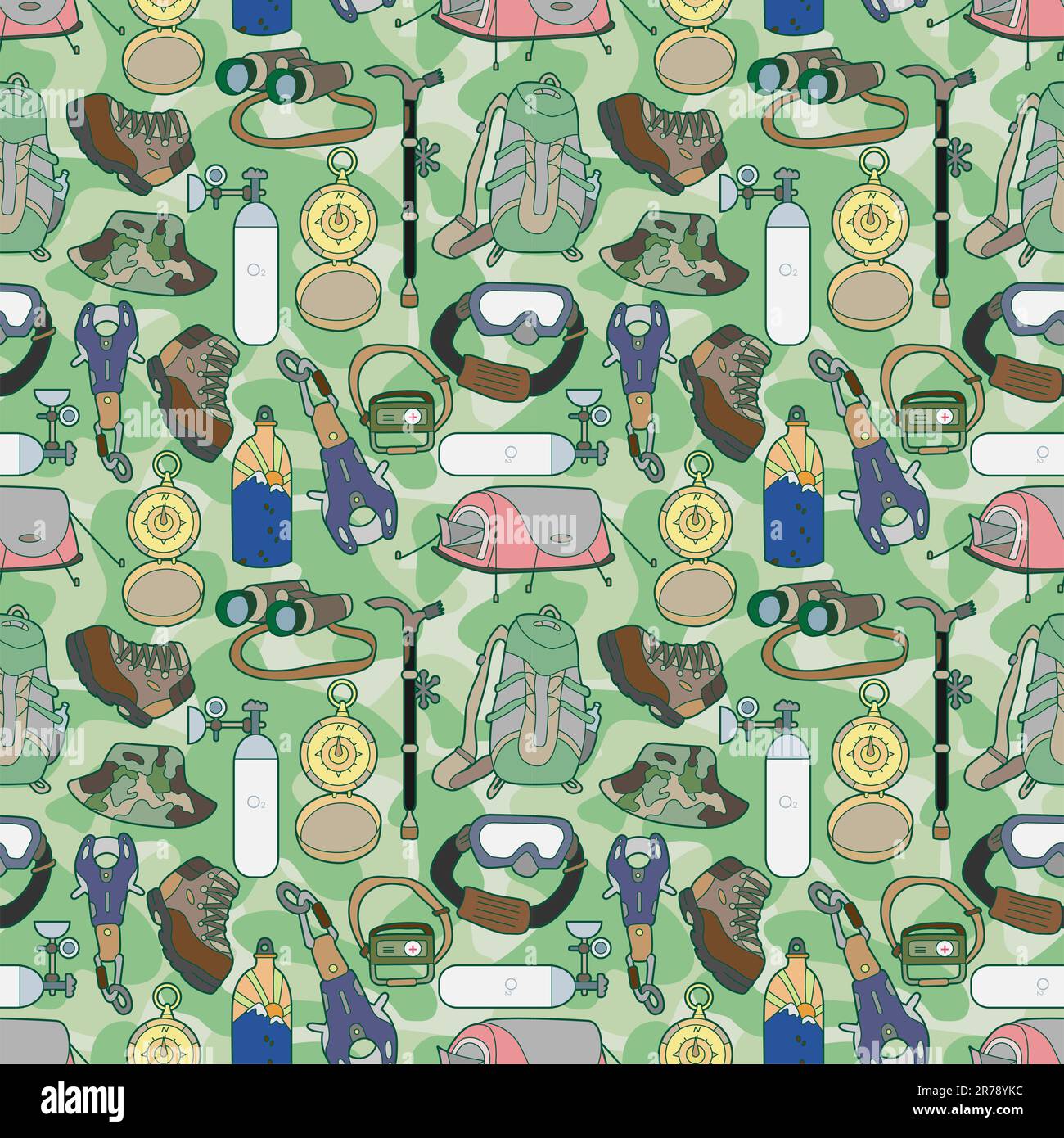 seamless Climbing equipment pattern Stock Vector