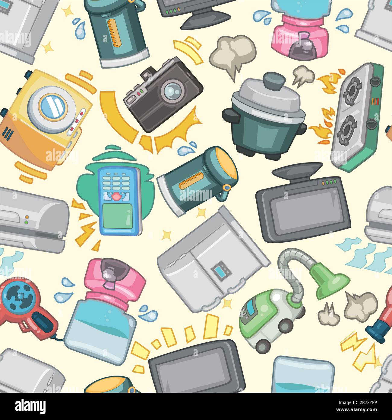 funny home thing seamless pattern Stock Vector