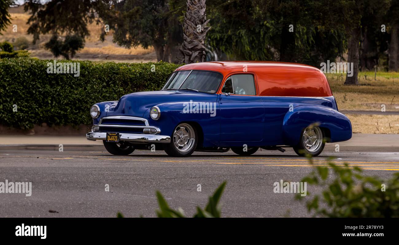 A 1951 Chevy Sedan Delivery at the North Modesto Kiwanis American Graffiti Car Show & Festival Stock Photo