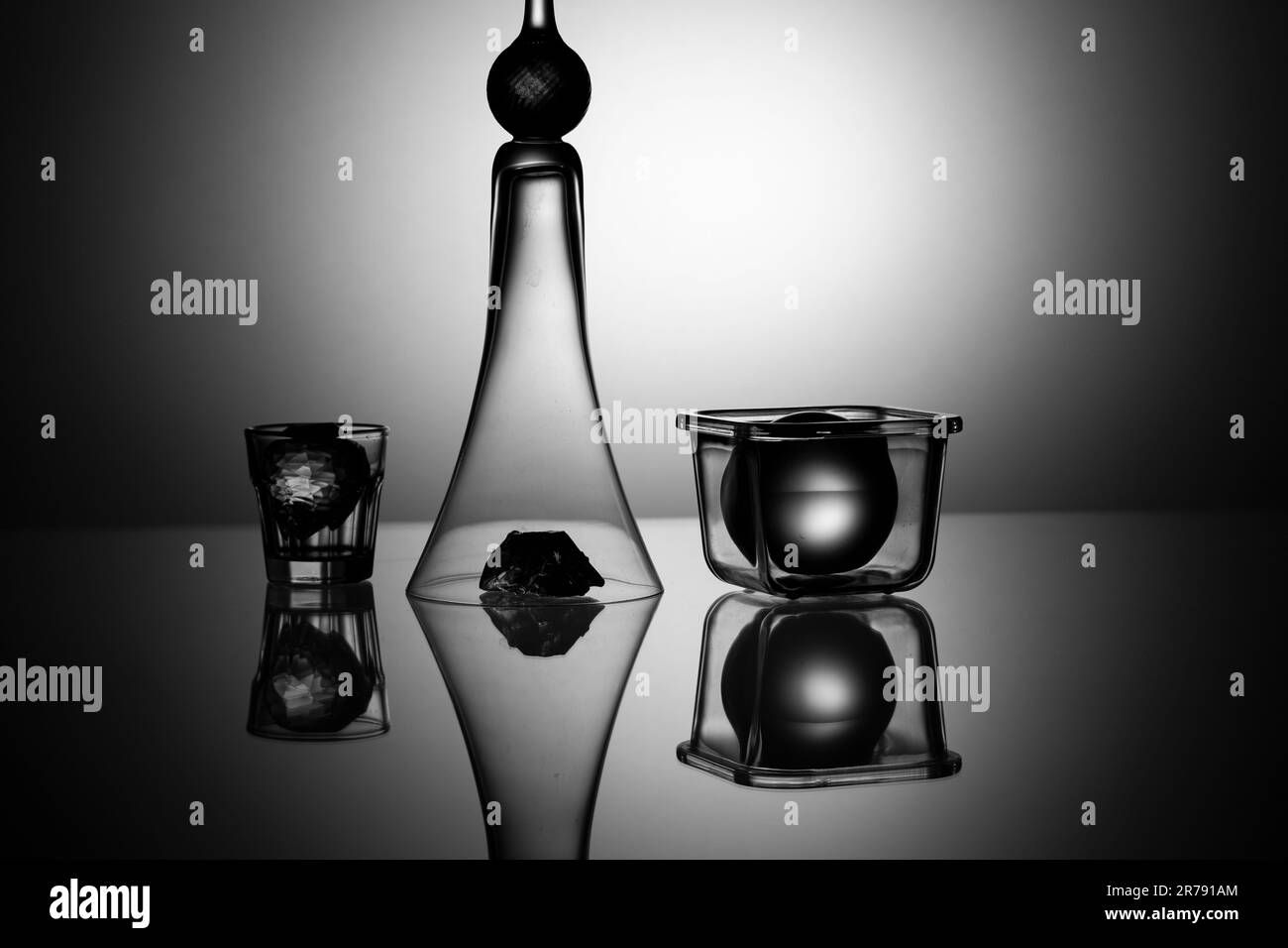 An abstract compositions of glass objects with reflections Stock Photo