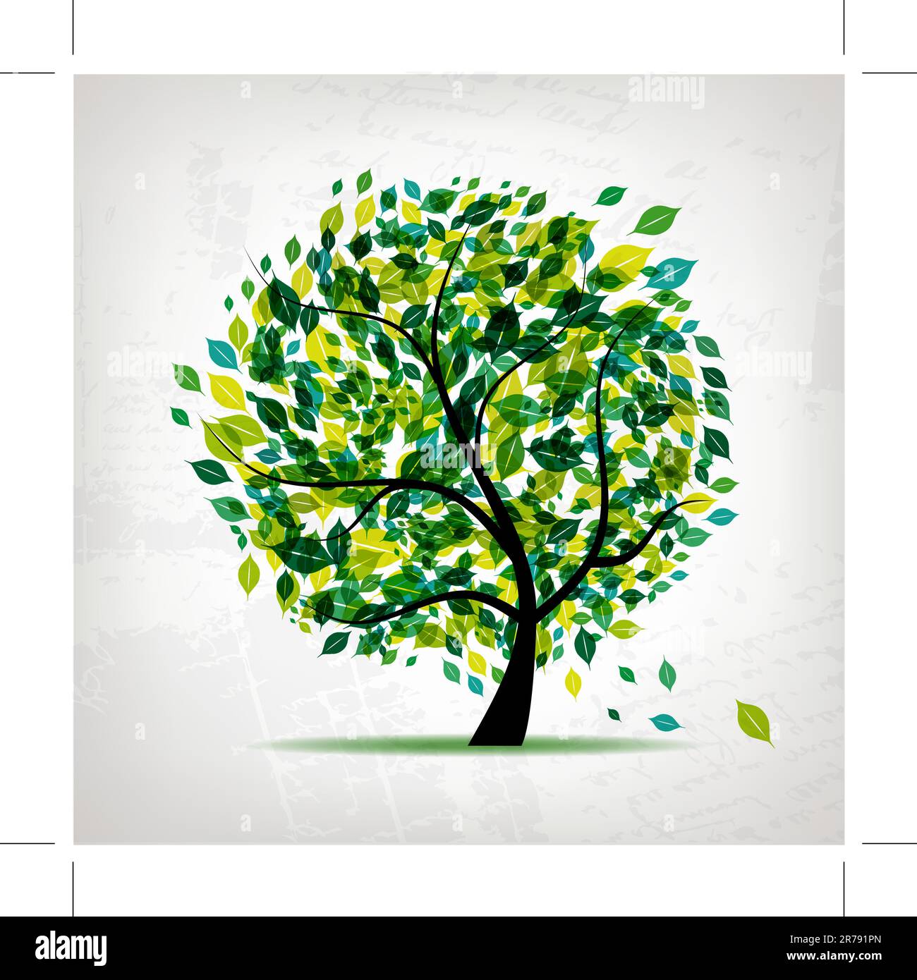 Spring tree green on grunge background for your design Stock Vector ...