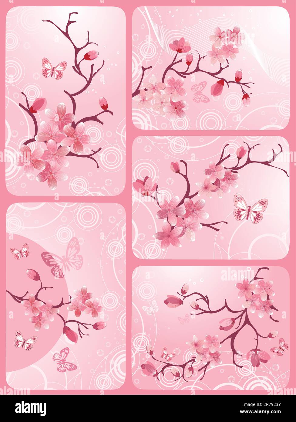 Cherry Blossom Set Stock Vector Image Art Alamy