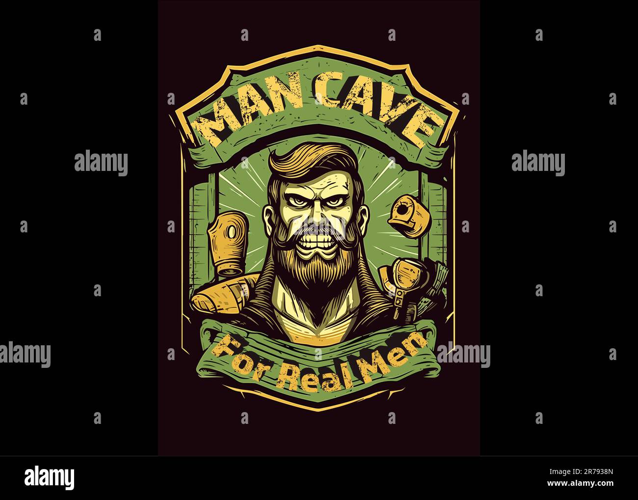 Man Cave Sign - For Real Men vector illustration Stock Photo