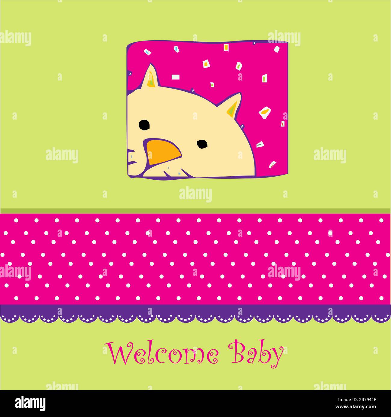 Birth card announcement with cat Stock Vector Image & Art Alamy