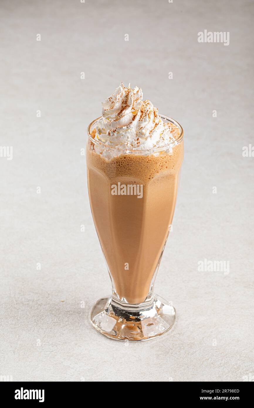Portion of sweet frappe with whipped cream Stock Photo