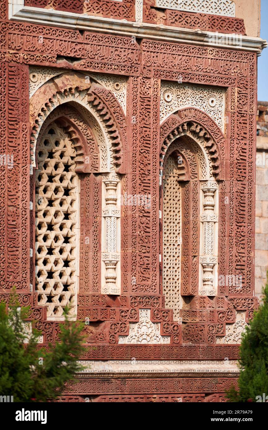 Decorative window shutters of Alai Darwaza landmark part of Qutb