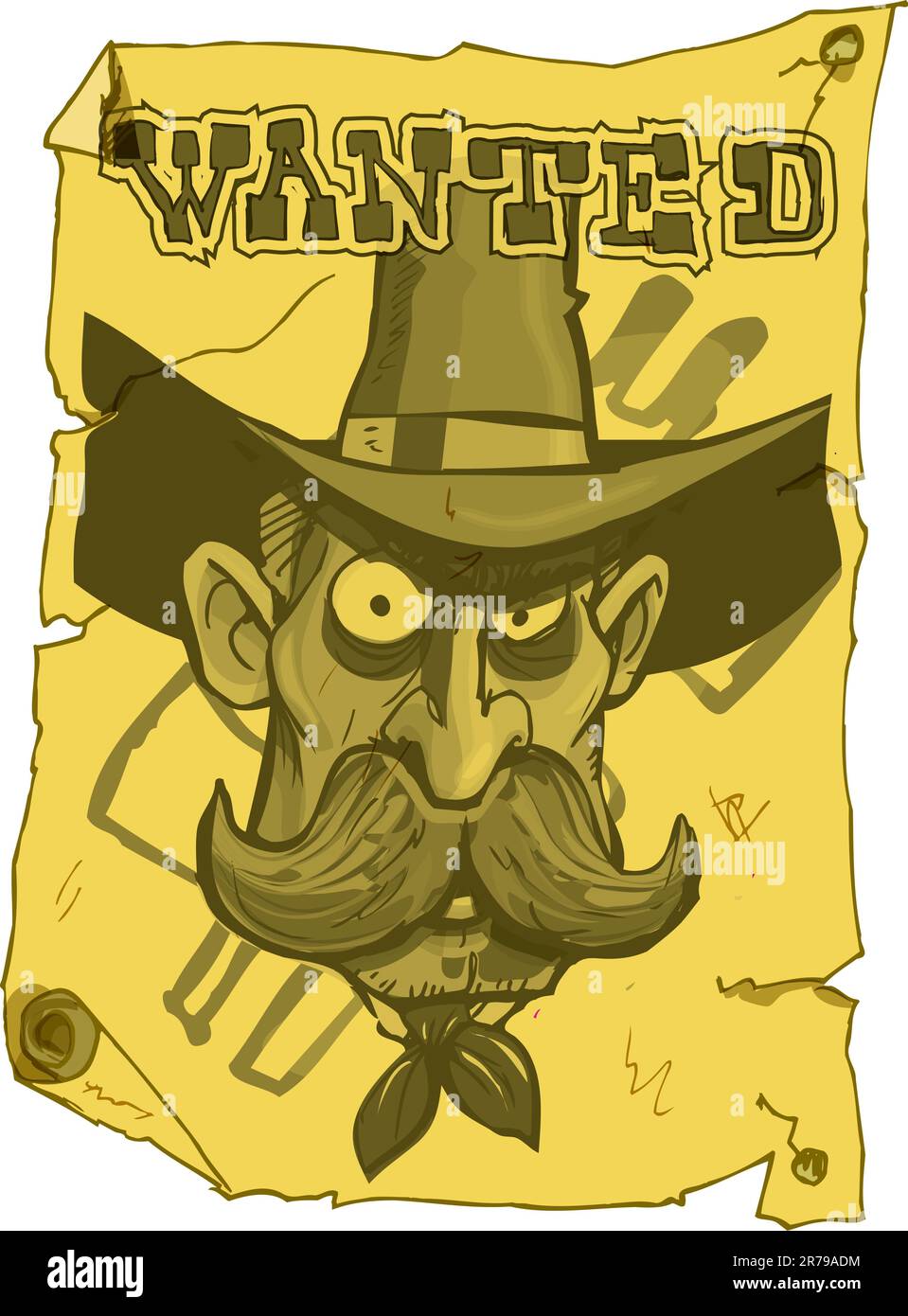 Cartoon cowboy wanted poster from the old west Stock Vector