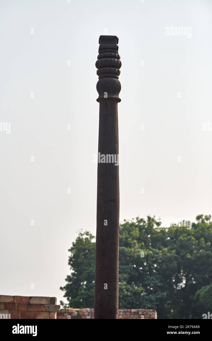 Iron pillar of Delhi structure part Qutb complex in South Delhi, India