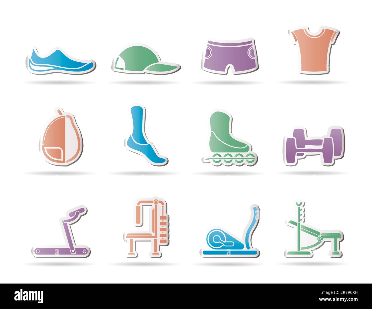 sports equipment and objects icons - vector icon set 1 Stock Vector