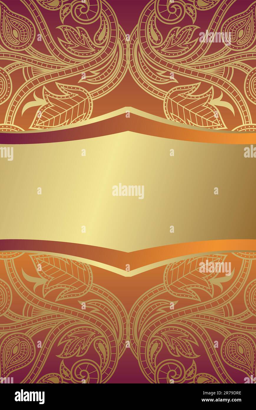 Illustration of abstract gold floral background Stock Vector Image