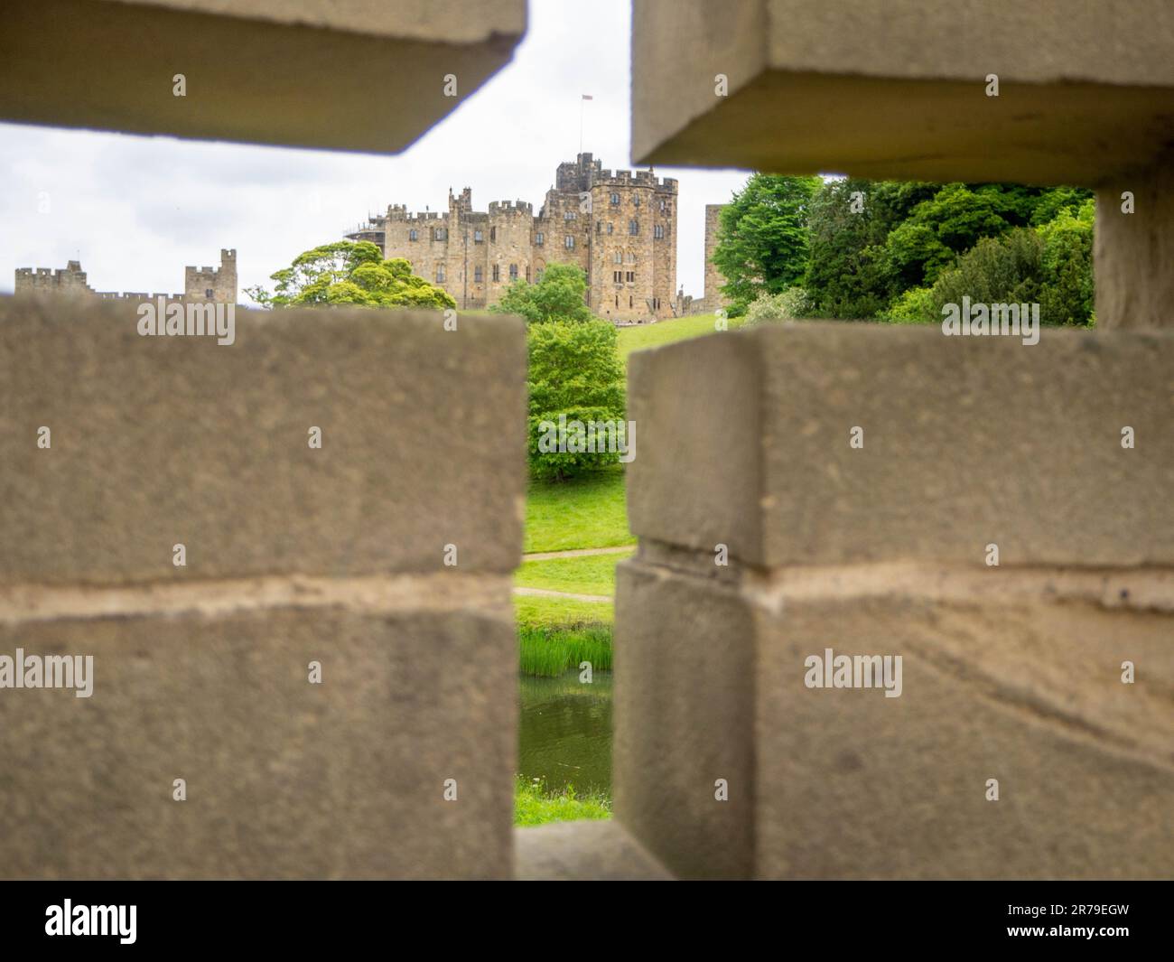 Bridge crossing the River Aln in Alnwick, Northumberland, UK, Framing
