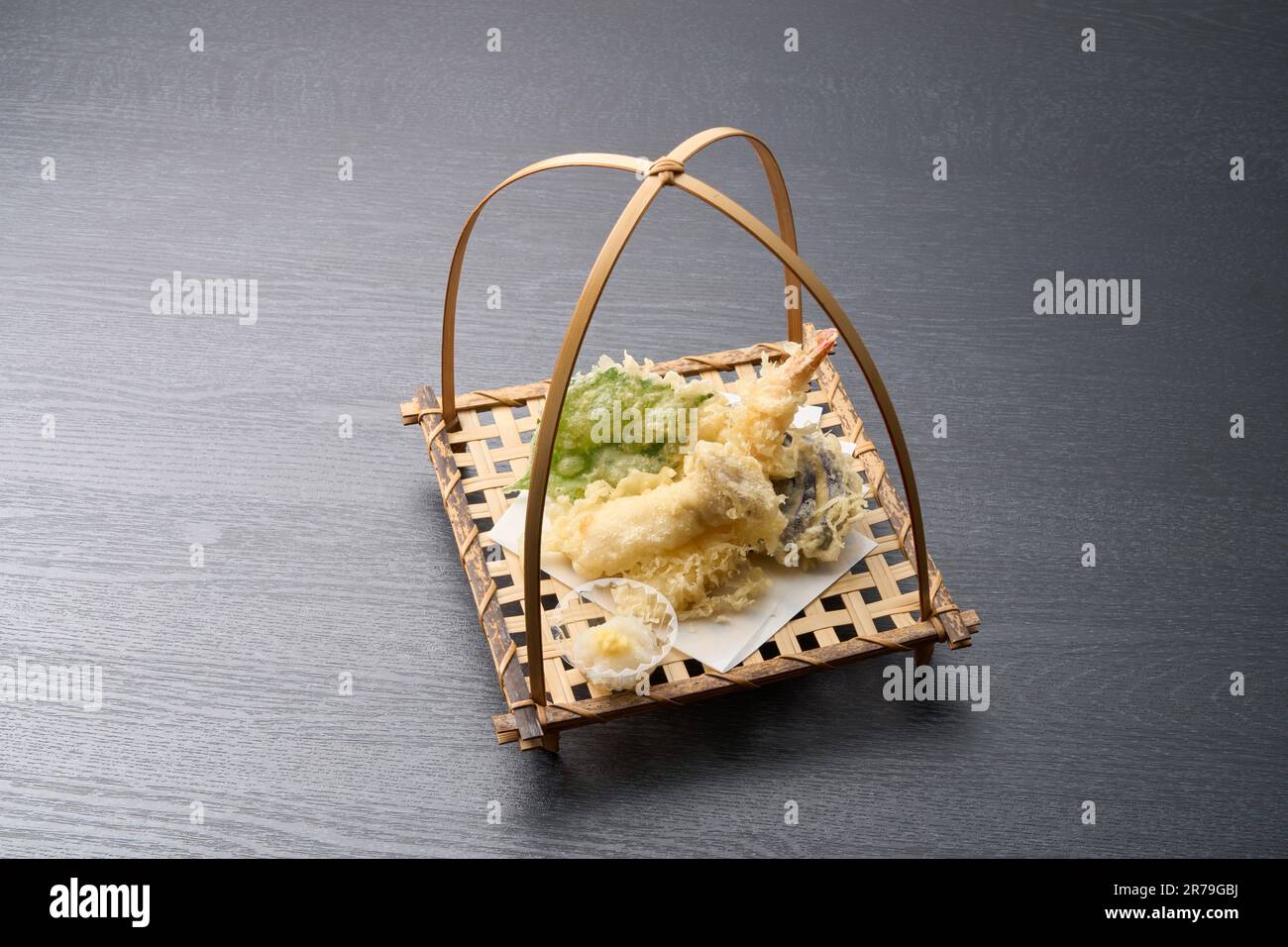 Japanese cuisine, seafood and vegetable tempura platter Stock Photo