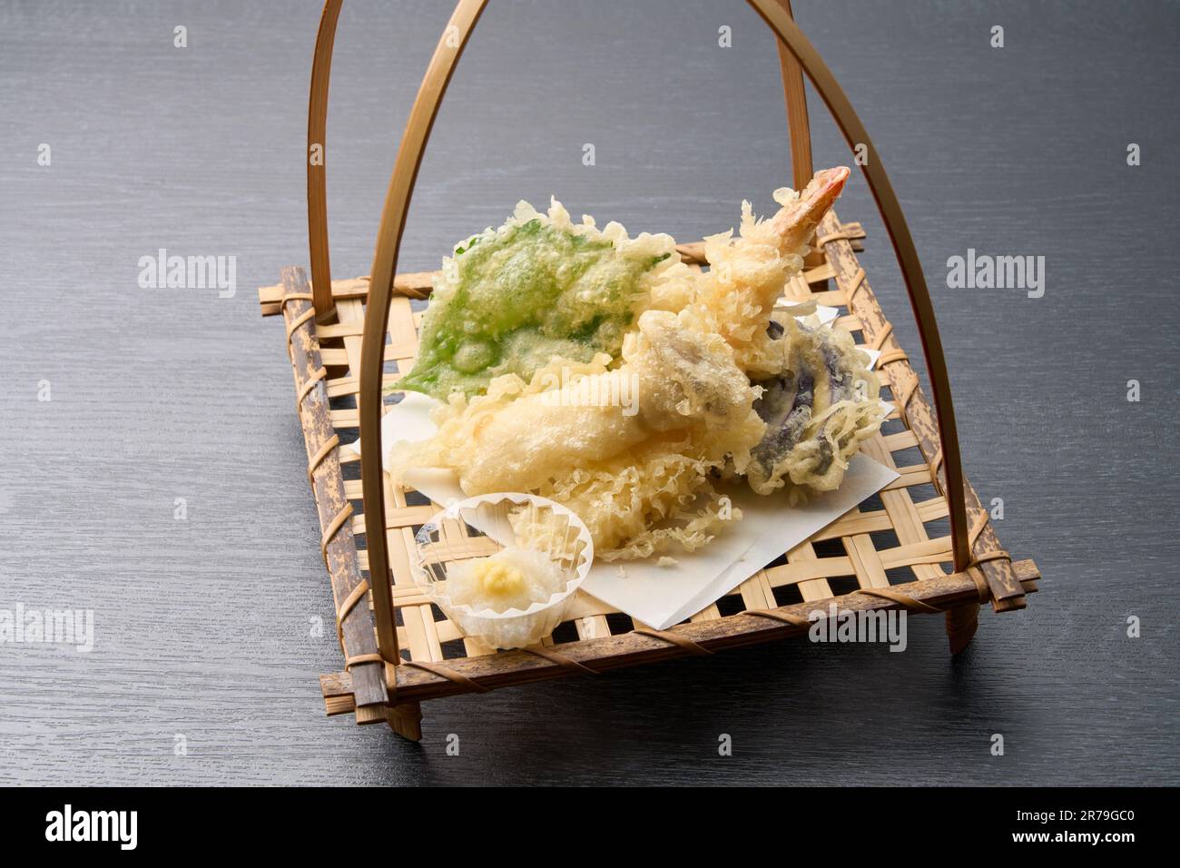 Japanese cuisine, seafood and vegetable tempura platter Stock Photo